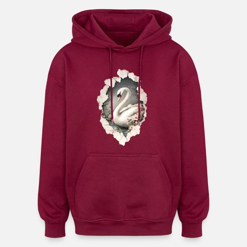 Schwan - Oversized Unisex Hoodie - Burgunderrot