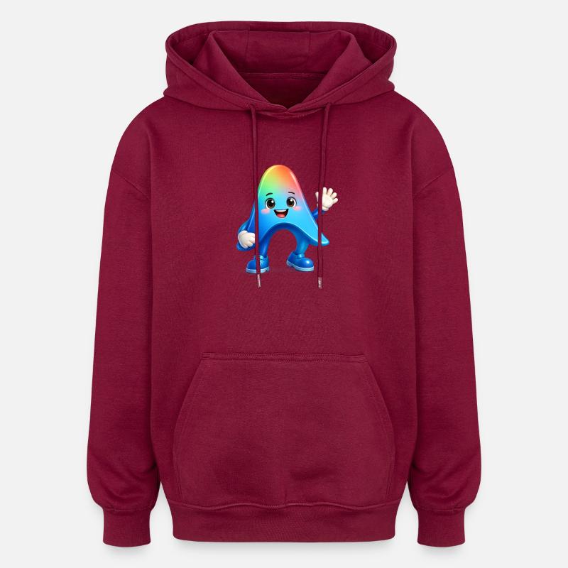 Cute Rainbow Mascot Sticker Antigravity - Sweat à capuche oversize unisexe - bordeaux