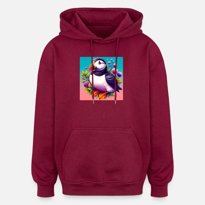 Papageitaucher - Oversized Unisex Hoodie - Burgunderrot
