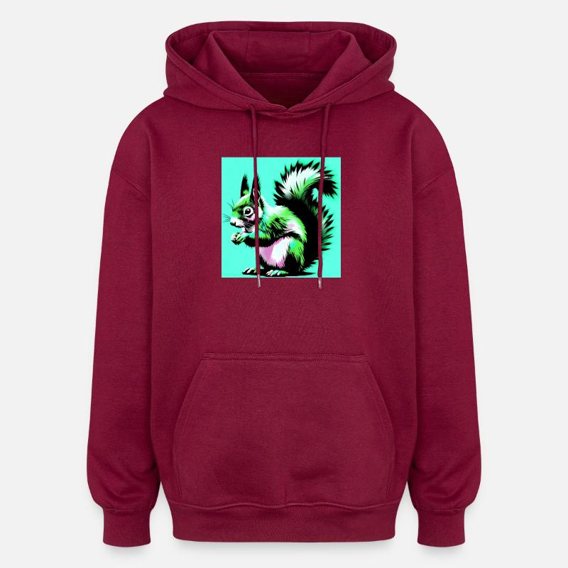 Eichhörnchen - Oversized Unisex Hoodie - Burgunderrot