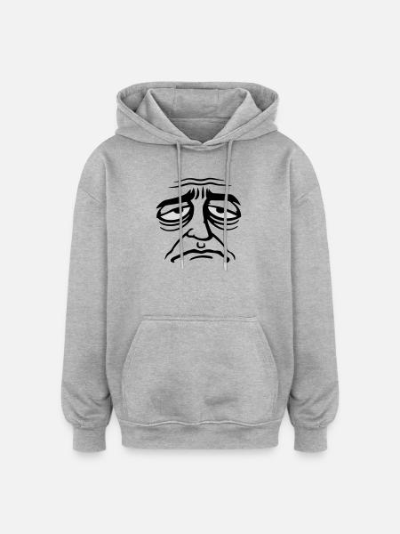 Grumpy sad disappointed face funny - Oversized Unisex Hoodie - burgundy