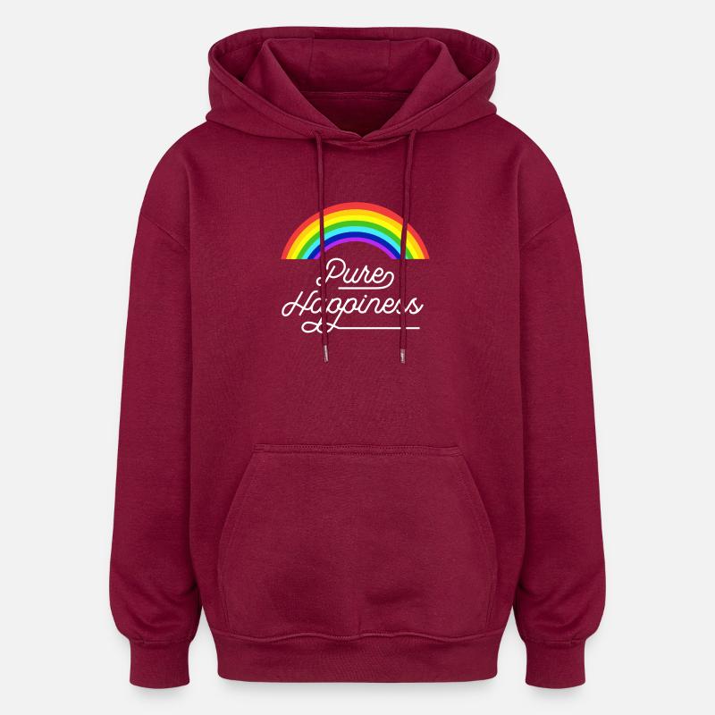 Reines Glück Regenbogenzitat - Oversized Unisex Hoodie - Burgunderrot