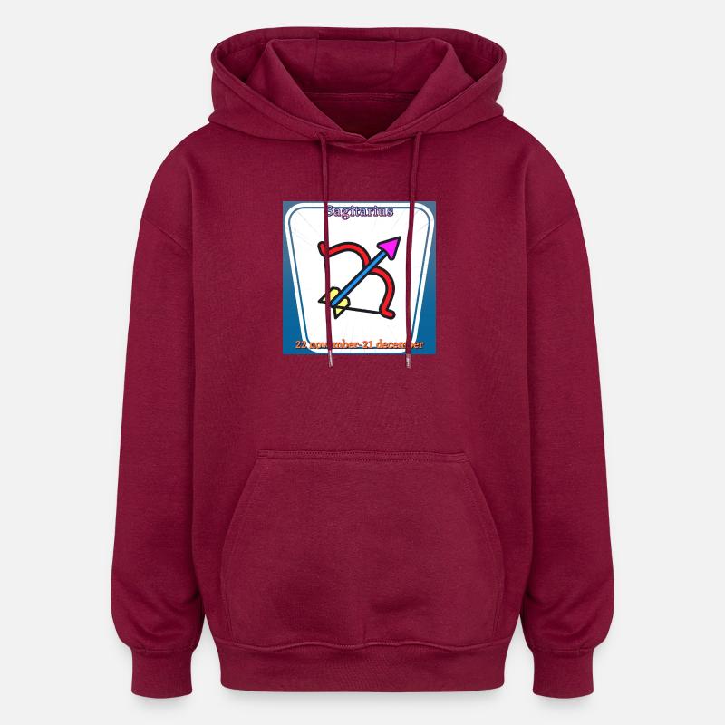 Sagittarius - Oversized Unisex Hoodie - burgundy
