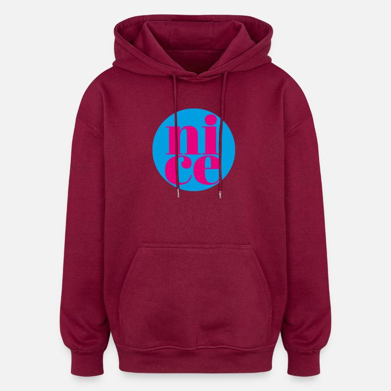 nice - Oversized Unisex Hoodie - Burgunderrot