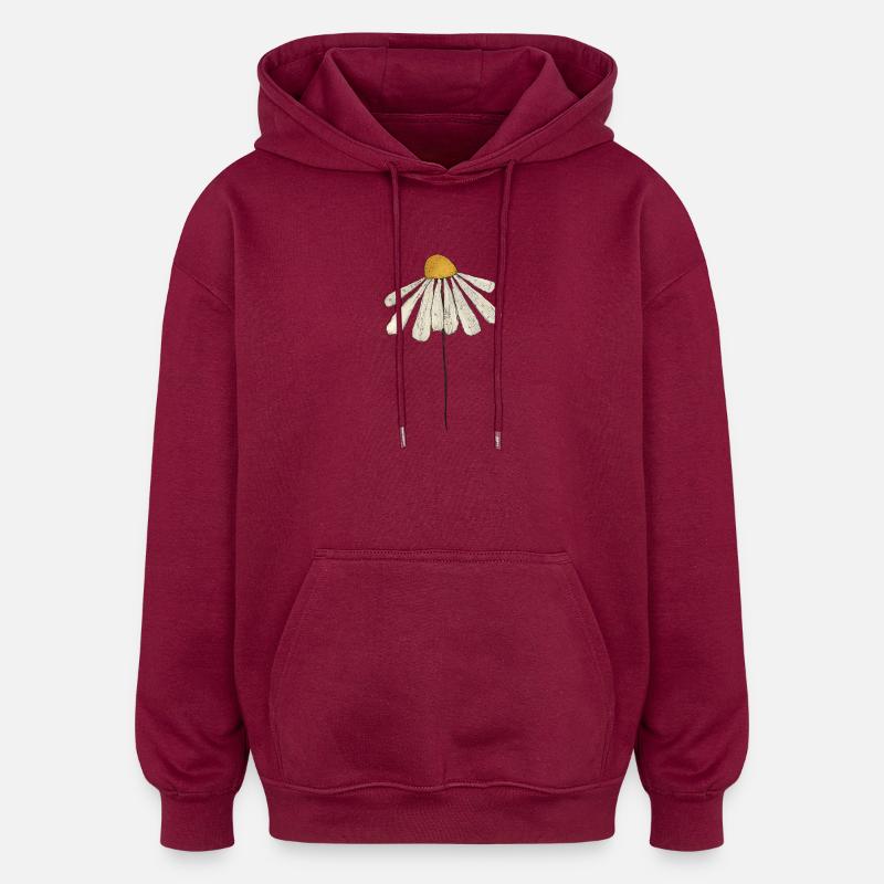 Gänseblümchen Minimal-Illustration - Oversized Unisex Hoodie - Burgunderrot