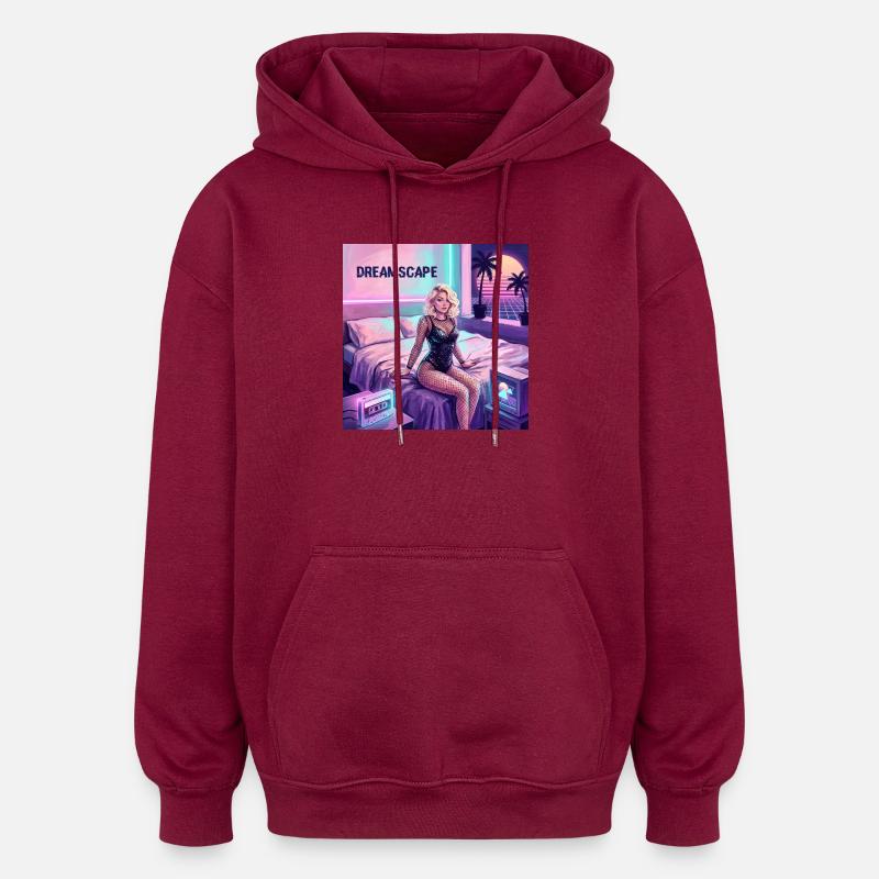 Dreamscape Neon Diva - Sweat à capuche oversize unisexe - bordeaux