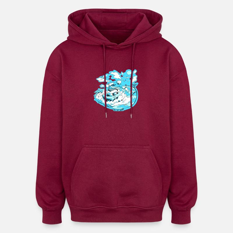Eisbär-Surfer - Oversized Unisex Hoodie - Burgunderrot