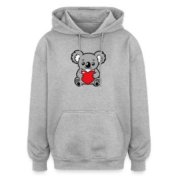 Süßer Koala mit Kawaii-rotem Herz - Oversized Unisex Hoodie - Burgunderrot - Vorne - Noah (186cm)