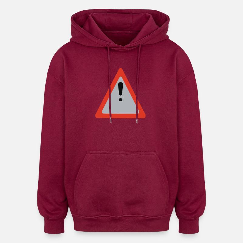 caution caution - Oversized Unisex Hoodie - burgundy