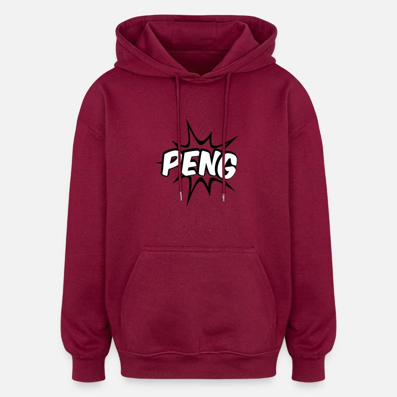 Peng Comic Design - Sweat à capuche oversize unisexe - bordeaux
