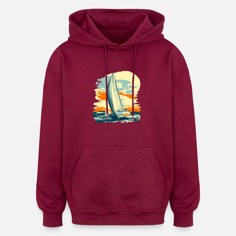 Conception de voilier - Sweat à capuche oversize unisexe - bordeaux