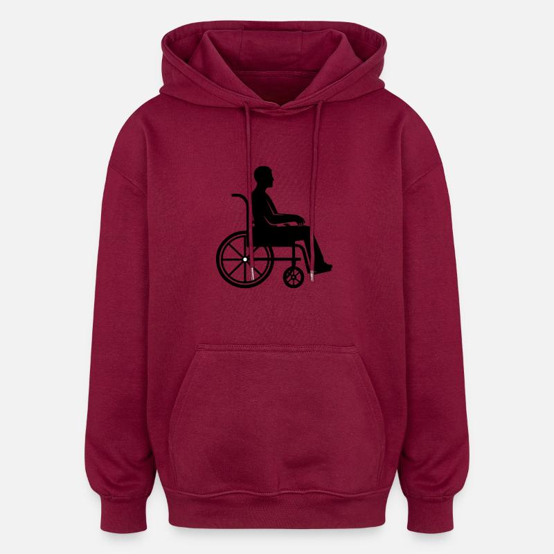Rollstuhl Mann - Oversized Unisex Hoodie - Burgunderrot