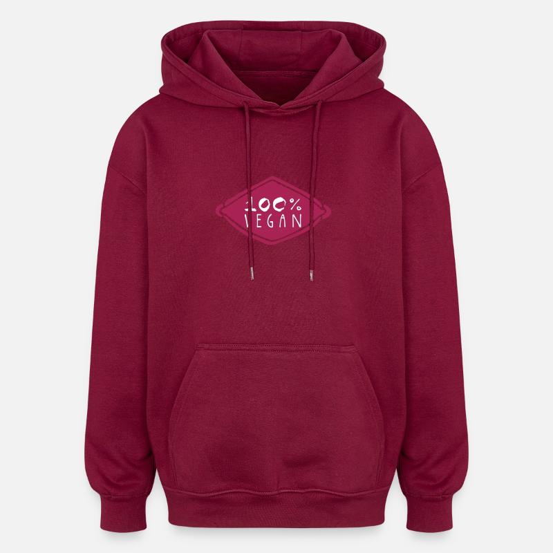100 pour cent végétalien - Sweat à capuche oversize unisexe - bordeaux