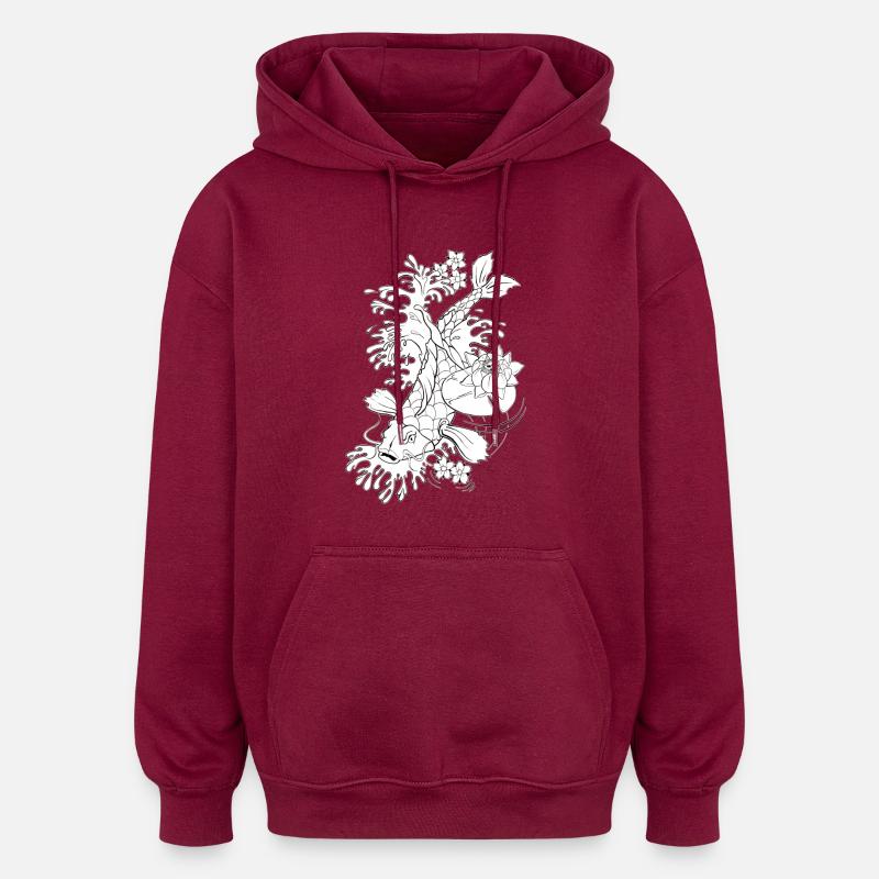 koi - Sweat à capuche oversize unisexe - bordeaux