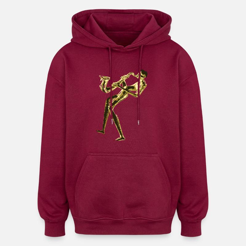 Saxophone Jazz - Sweat à capuche oversize unisexe - bordeaux