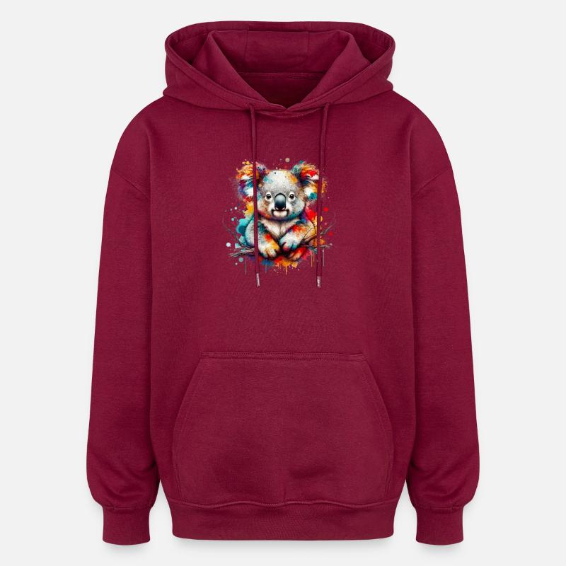Koala - Sweat à capuche oversize unisexe - bordeaux