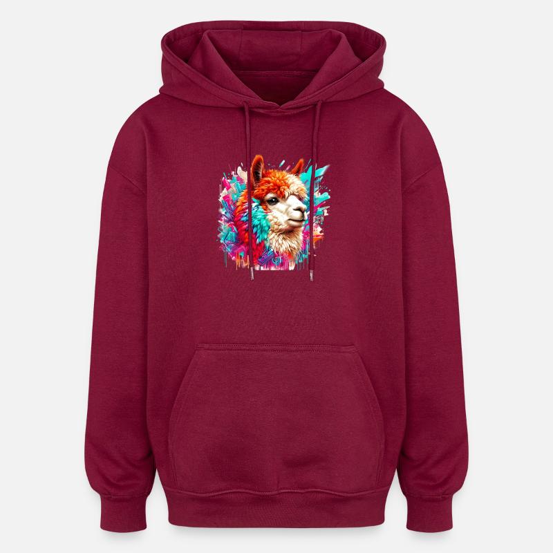 Alpaga - Sweat à capuche oversize unisexe - bordeaux