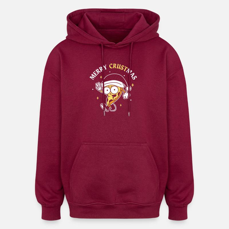 Joyeux Crustmas - Sweat à capuche oversize unisexe - bordeaux
