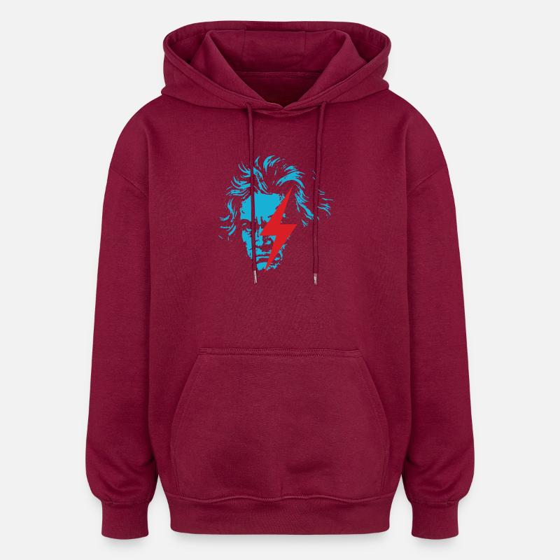 Visage bleu Beethoven avec éclair rouge - Sweat à capuche oversize unisexe - bordeaux