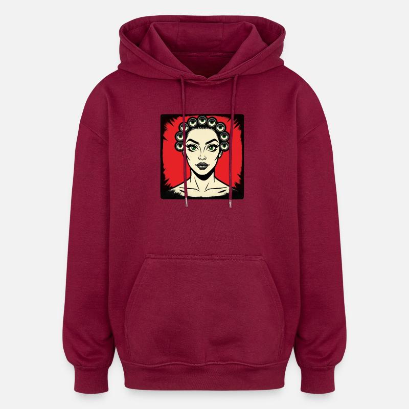 I SEE YOU - nice people - Sweat à capuche oversize unisexe - bordeaux