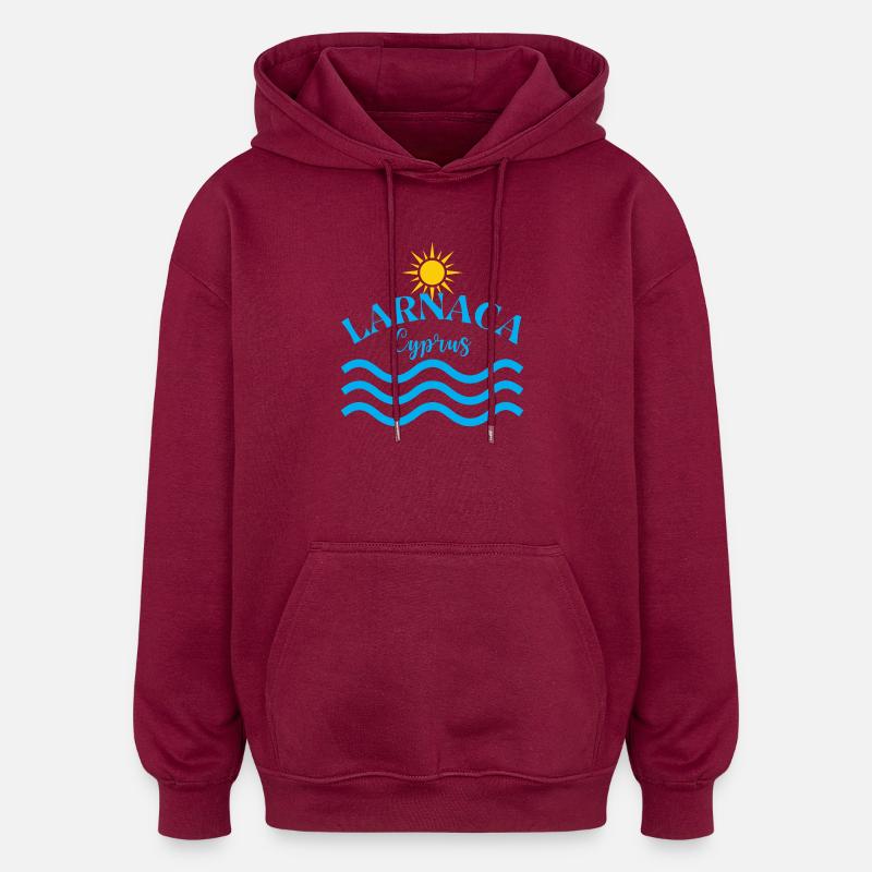Larnaca, Chypre Ondes de Soleil - Sweat à capuche oversize unisexe - bordeaux