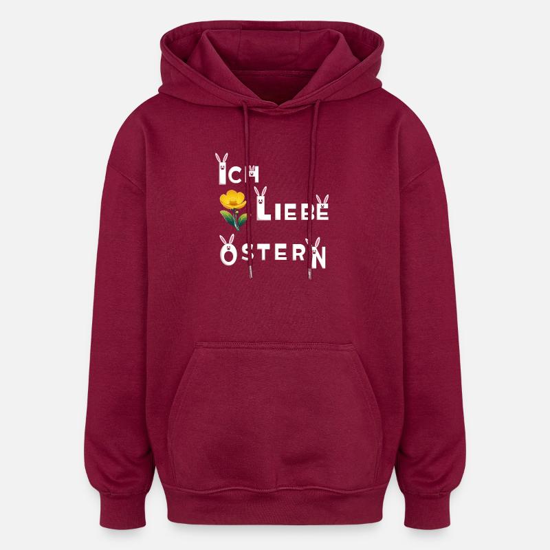 J’adore Pâques - Sweat à capuche oversize unisexe - bordeaux