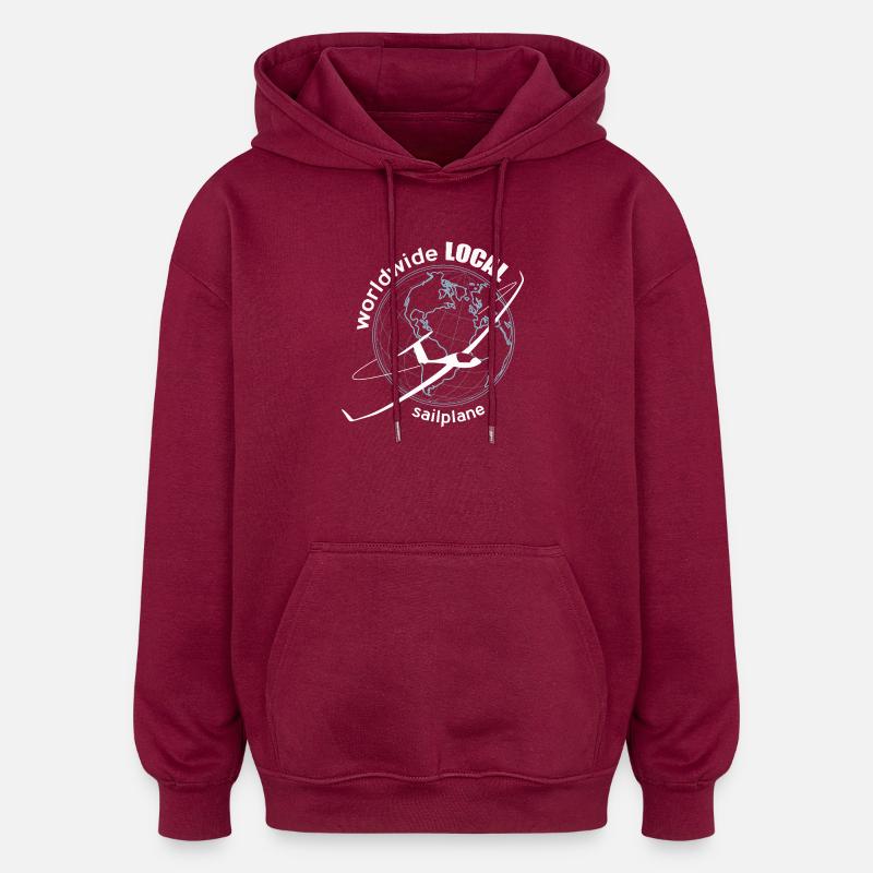 WORLDWIDE LOCAL - Sweat à capuche oversize unisexe - bordeaux