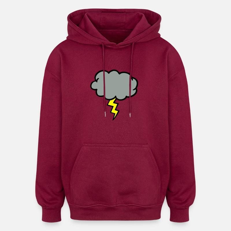 cloud thundercloud lightning thunderbolt - Oversized Unisex Hoodie - burgundy