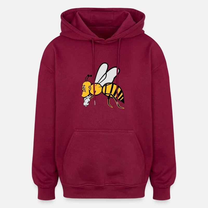 flying bee - Oversized Unisex Hoodie - burgundy