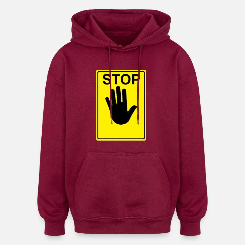 Stop Schild Logo - Oversized Unisex Hoodie - Burgunderrot