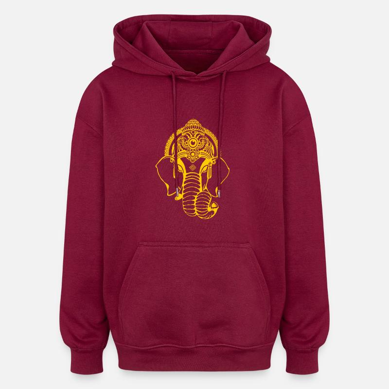Éléphant Ganesha - Sweat à capuche oversize unisexe - bordeaux