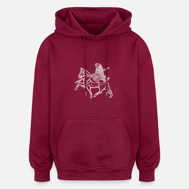 Reiter - Oversized Unisex Hoodie - Burgunderrot