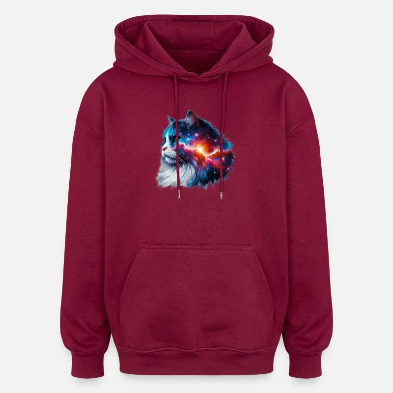 Katze - Oversized Unisex Hoodie - Burgunderrot