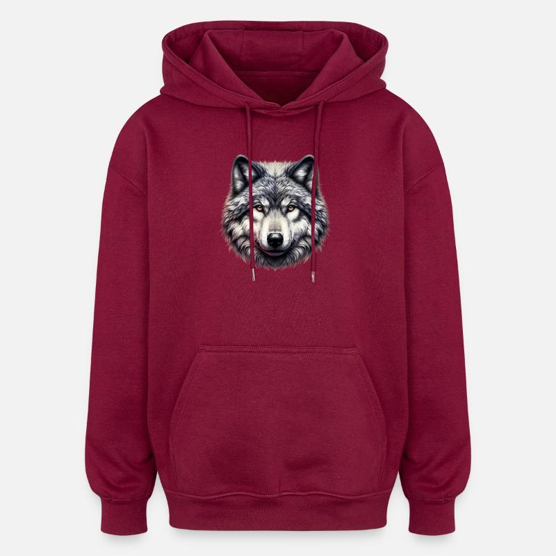 Loup - Sweat à capuche oversize unisexe - bordeaux