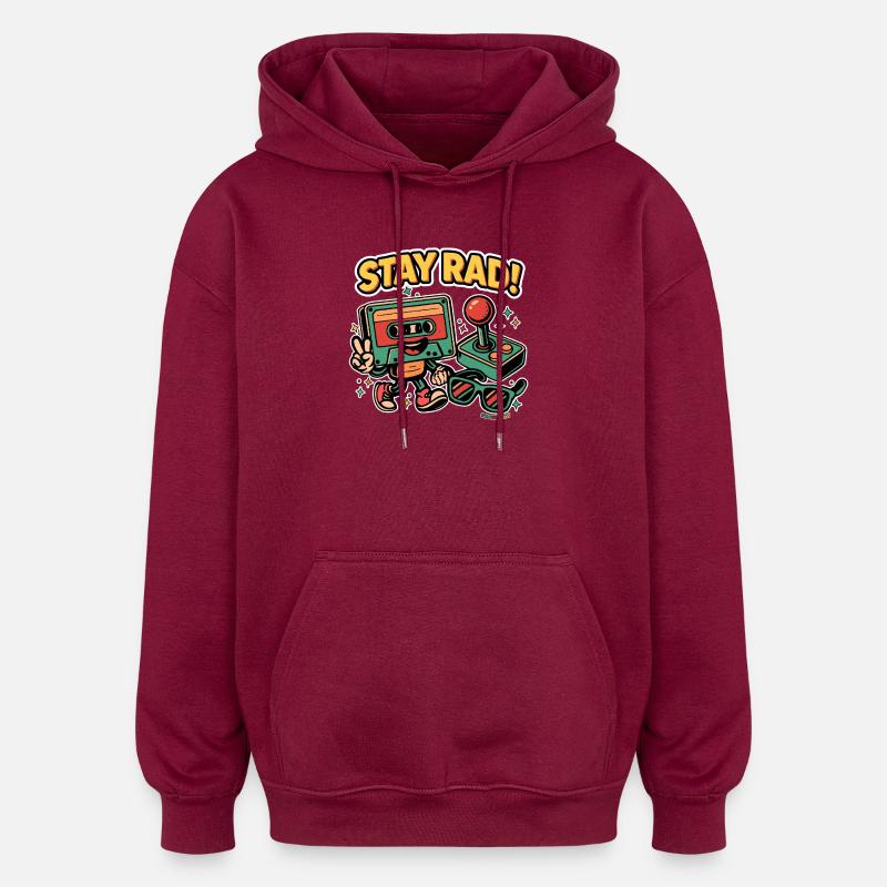 Stay Rad – Retro Vibes - Sweat à capuche oversize unisexe - bordeaux
