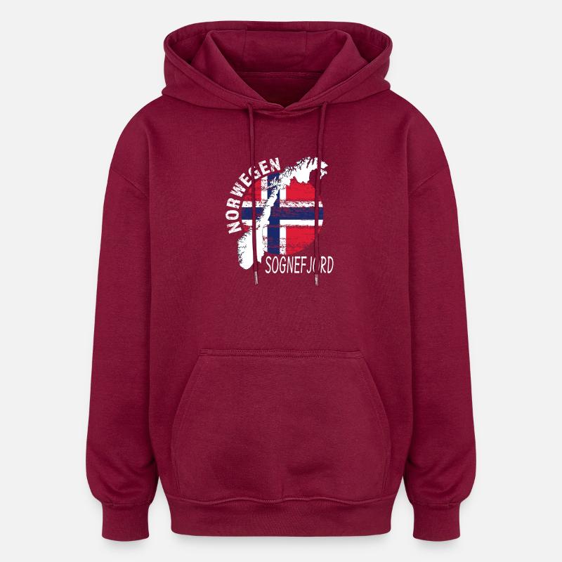Sognefjord - Sweat à capuche oversize unisexe - bordeaux