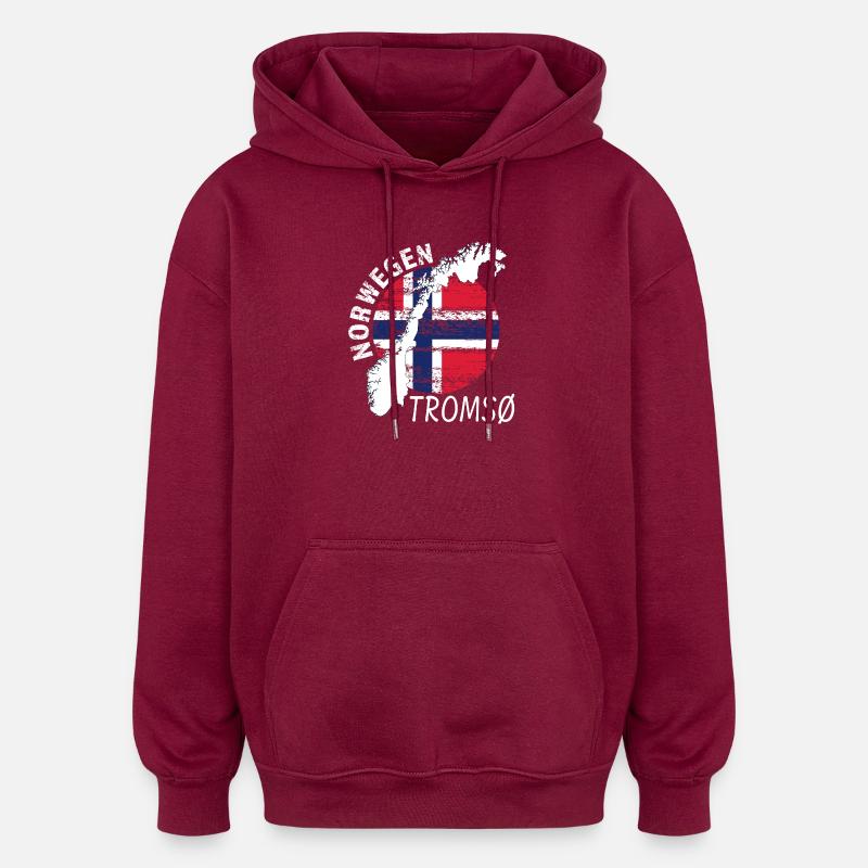TROMSØ - Sweat à capuche oversize unisexe - bordeaux
