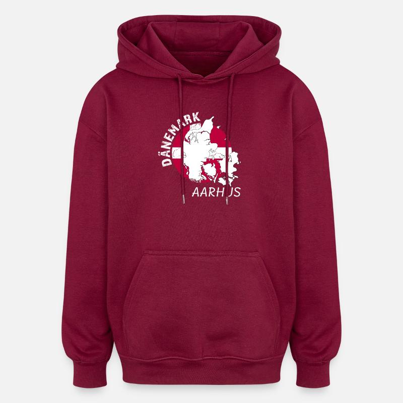 Aarhus - Sweat à capuche oversize unisexe - bordeaux