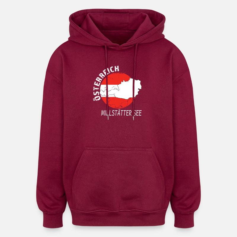 Lac de Millstatt - Sweat à capuche oversize unisexe - bordeaux