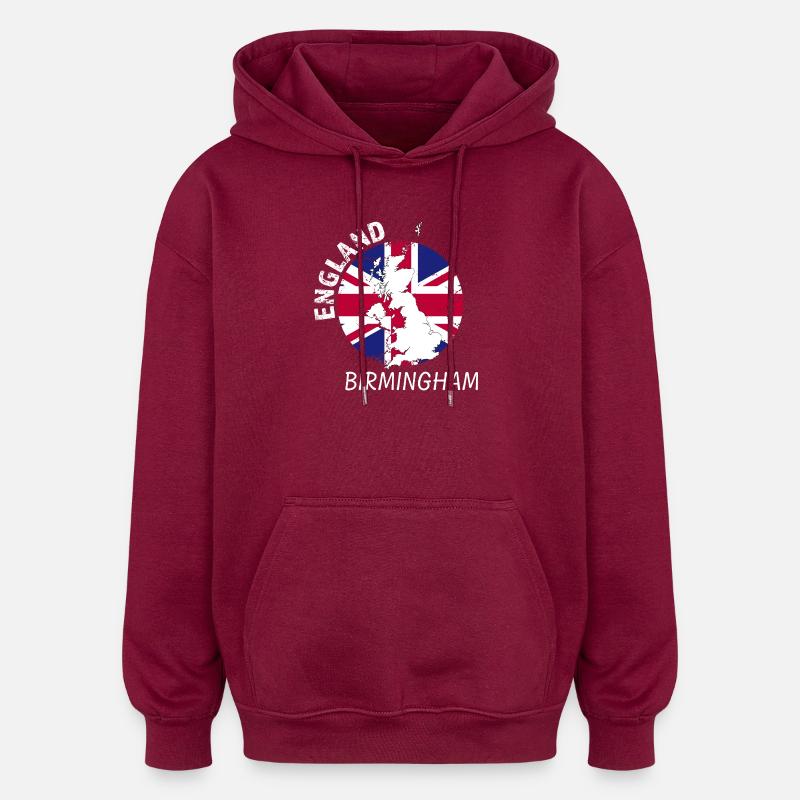 Birmingham - Sweat à capuche oversize unisexe - bordeaux