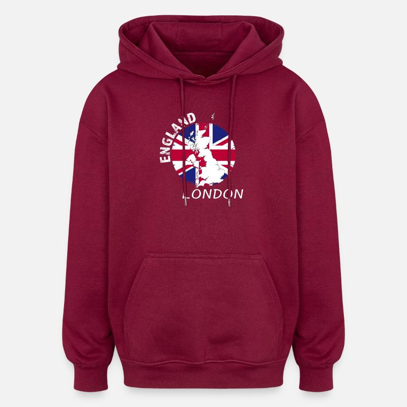 Londres - Sweat à capuche oversize unisexe - bordeaux