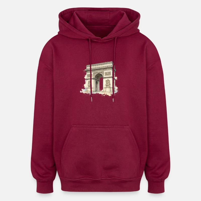 Arc de Triomphe in Aquarell - Oversized Unisex Hoodie - Burgunderrot