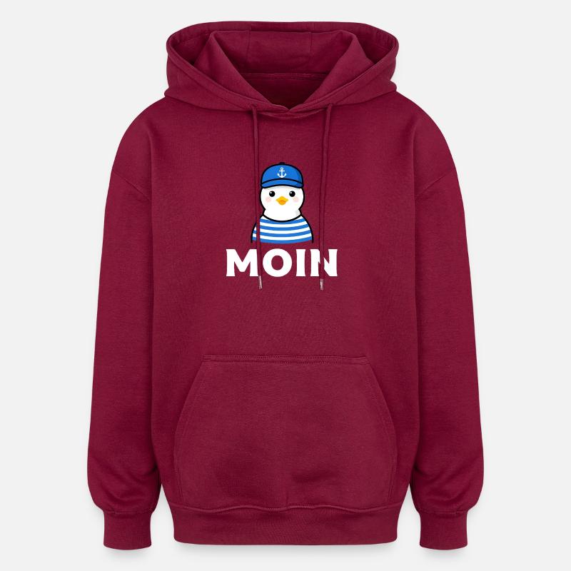 Moin Möwe im Sailor-Stil - Oversized Unisex Hoodie - Burgunderrot