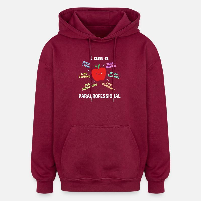 Assistante enseignante paraprofessionnelle paraéducatrice - Sweat à capuche oversize unisexe - bordeaux