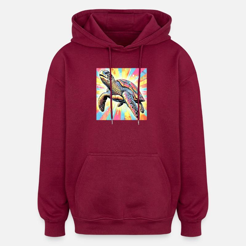 turtle - Oversized Unisex Hoodie - burgundy