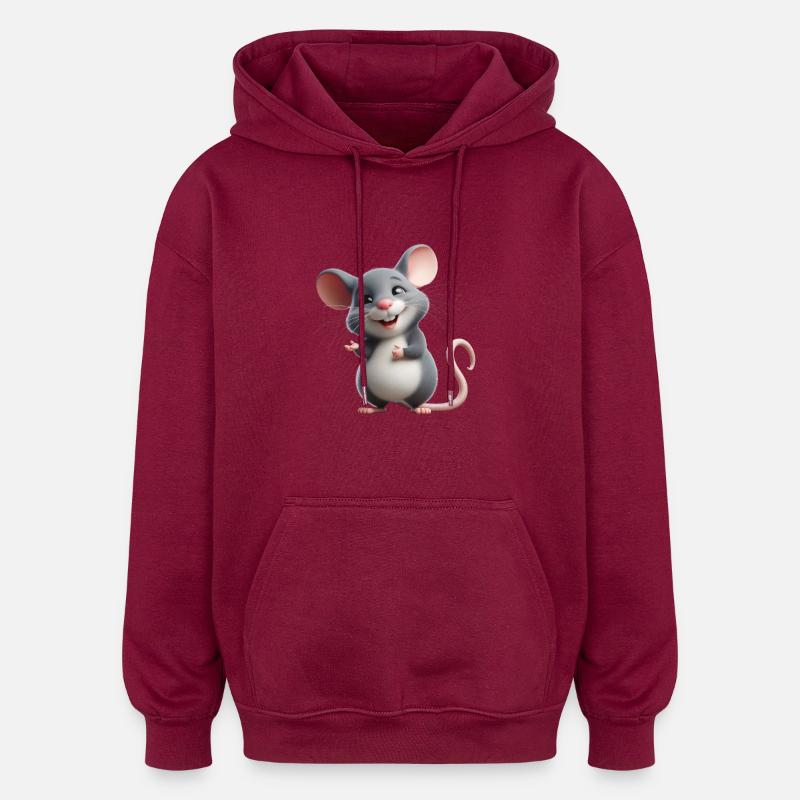 Souris 1 - Sweat à capuche oversize unisexe - bordeaux
