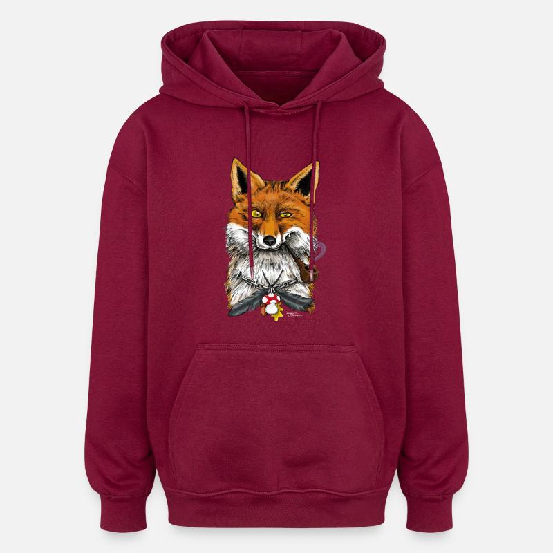 Fuchs - Oversized Unisex Hoodie - Burgunderrot