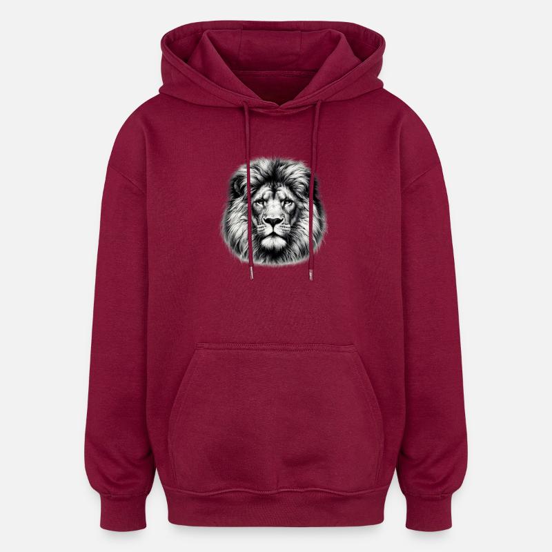 Lion - Sweat à capuche oversize unisexe - bordeaux