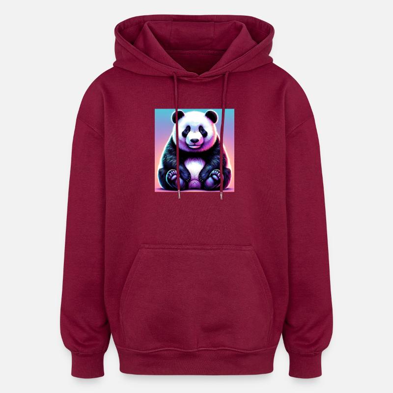 panda - Sweat à capuche oversize unisexe - bordeaux