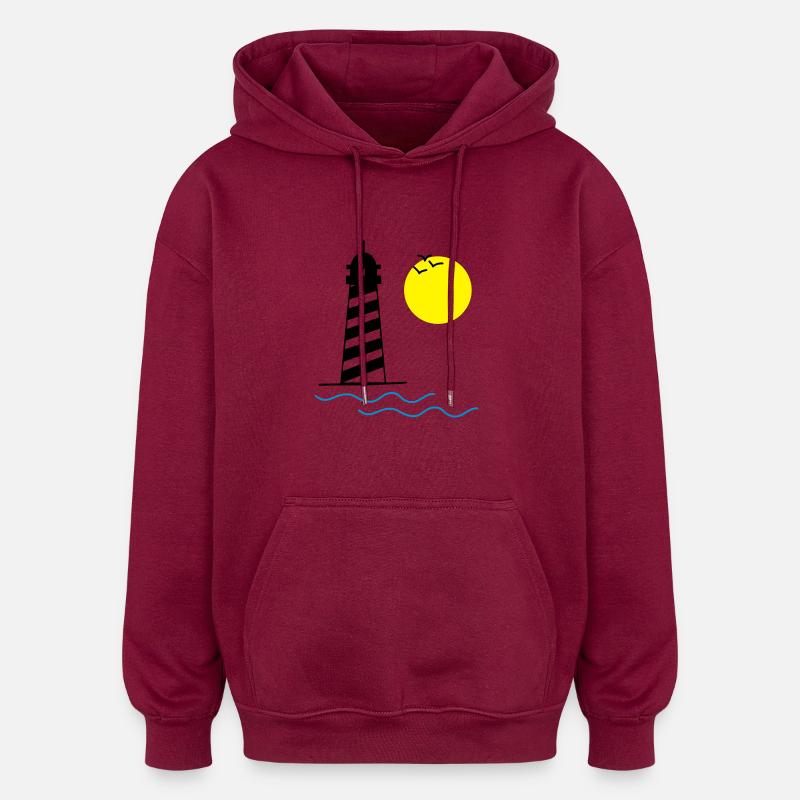 leuchtturm_001 - Oversized Unisex Hoodie - Burgunderrot